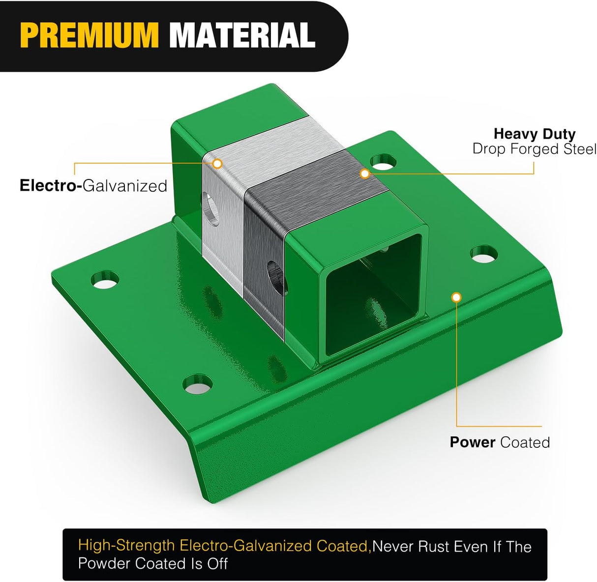 Bolt on Tractor Bucket 2 inch Towing Receiver Adapter 5/8 InchPin Hole Class 3 Trailer Hitch 12000 LBS Work Well for Tractor Buckets Green