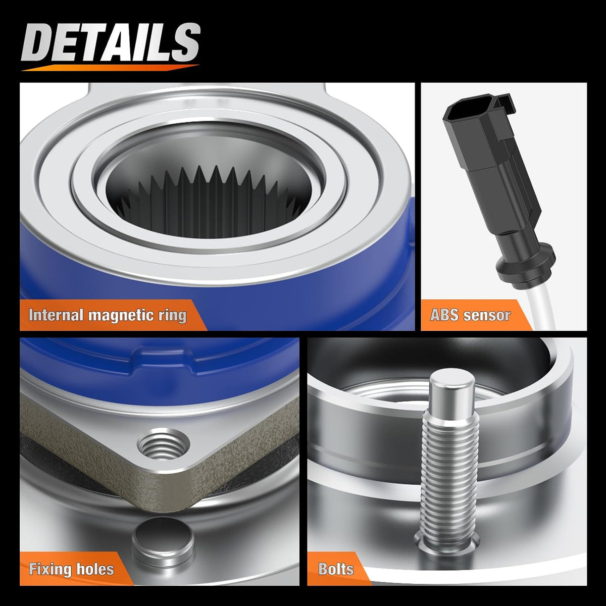 Wheel Bearings and Hub Assembly for Buick Century 1997-2005 W/ABS | For 1997-2004 Buick Regal, 1997-1999 Buick Riviera, 1997-2004 Cadillac Seville, 1997-2002 Cadillac Eldorado-2Pack