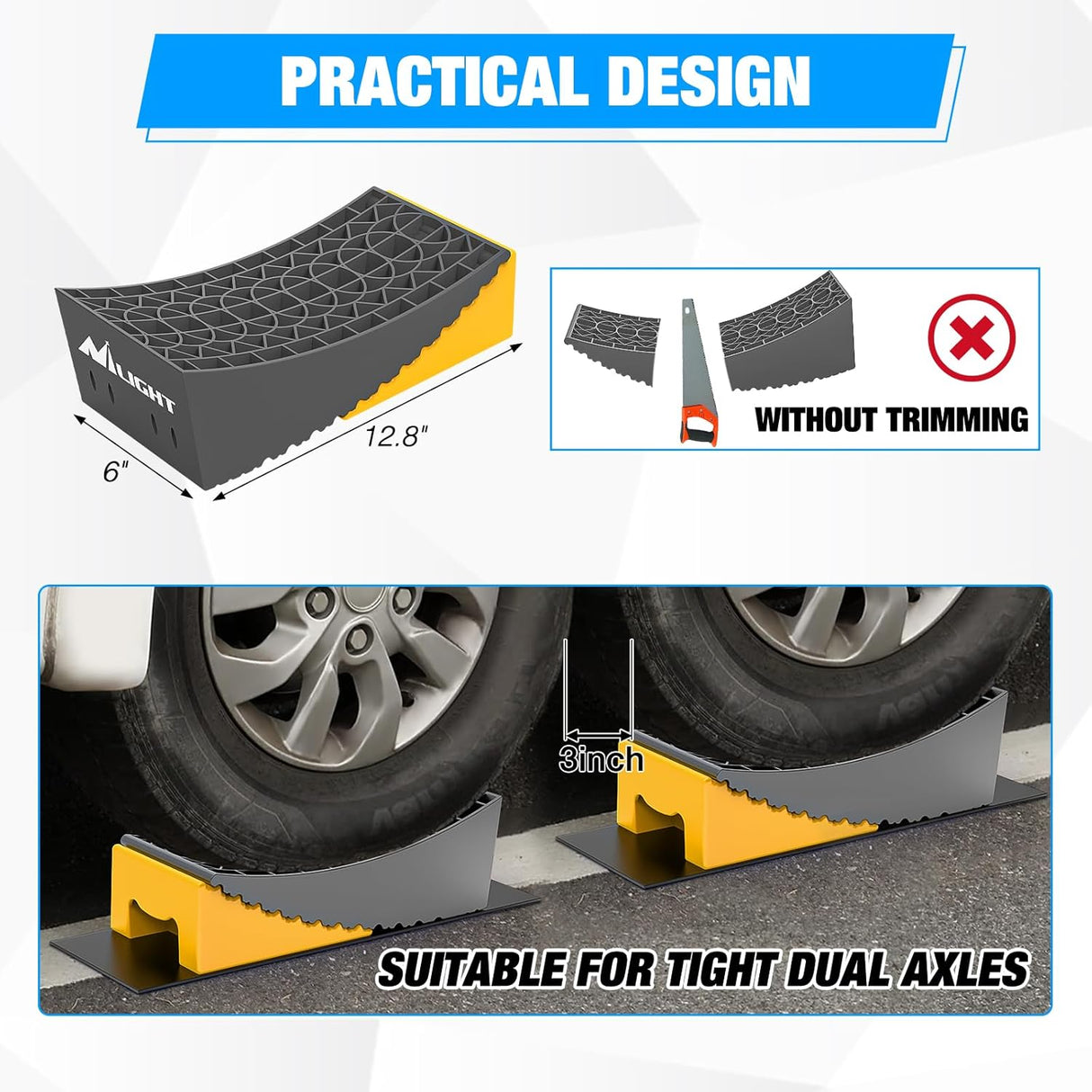 RV Leveler - 2 Pack Camper Leveling Blocks Ramp Support Dual Axles, Up to 35,000lbs, Fast RV Accessories Leveling System for Travel Trailer, Motorhome - Yellow