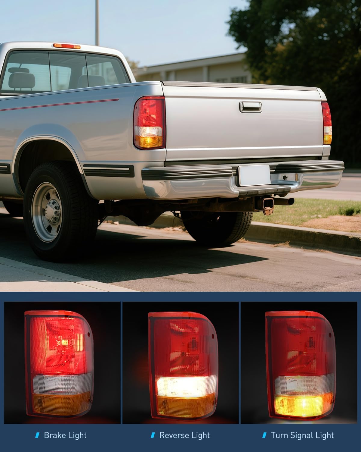 Taillight Assembly Compatible with 1993 1994 1995 1996 1997 Ford Ranger Red Clear Tail Light OE Style Rear Lamp Replacement Passenger Side