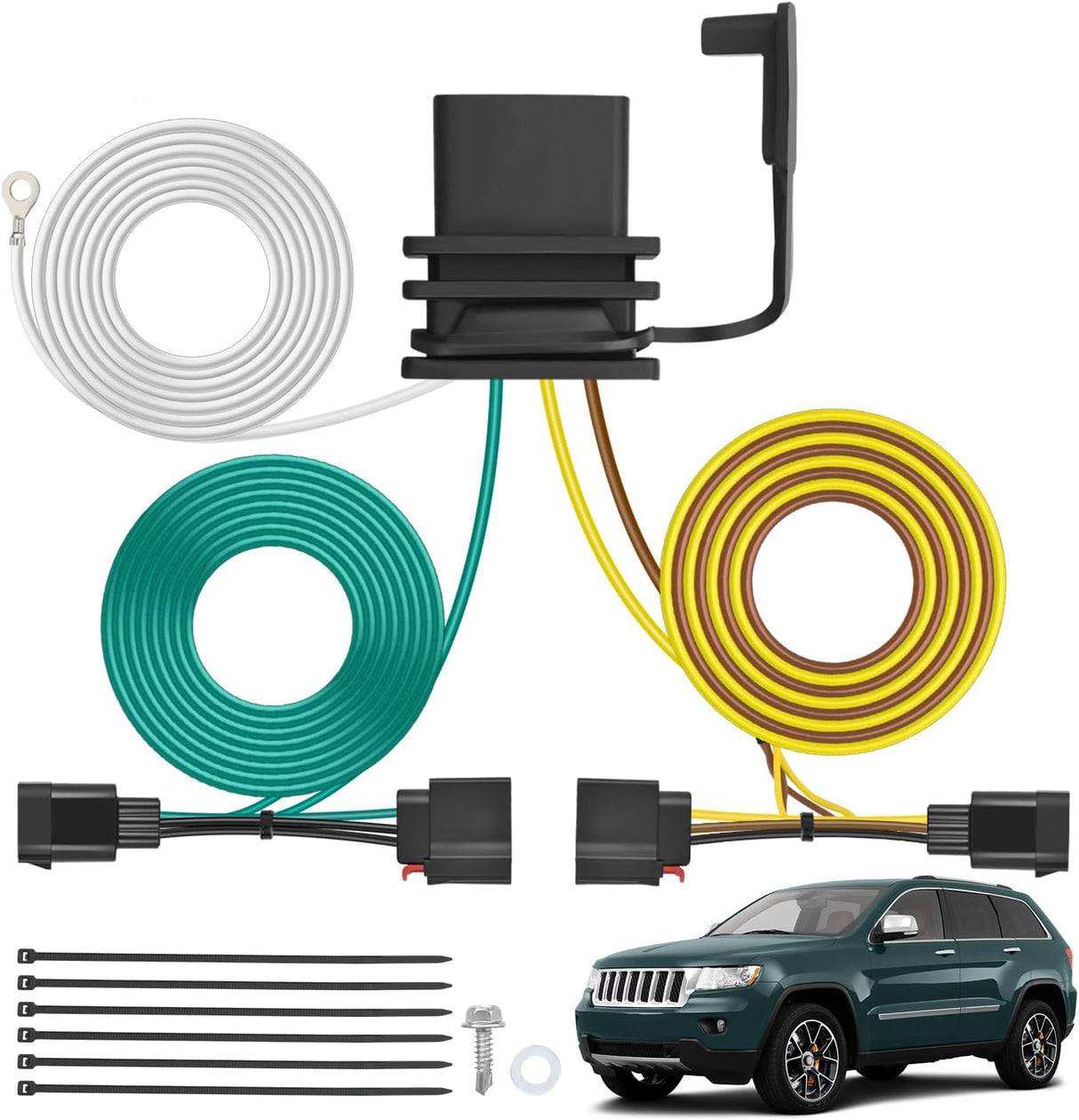 4 Pin Trailer Wiring Harness Kit 56009 Vehicle Standard 4 Way Connector Custom for 2007 2008 2009 2010 2011 2012 2013 Jeep Grand Cherokee Simple Fit Tow Hitch Harness