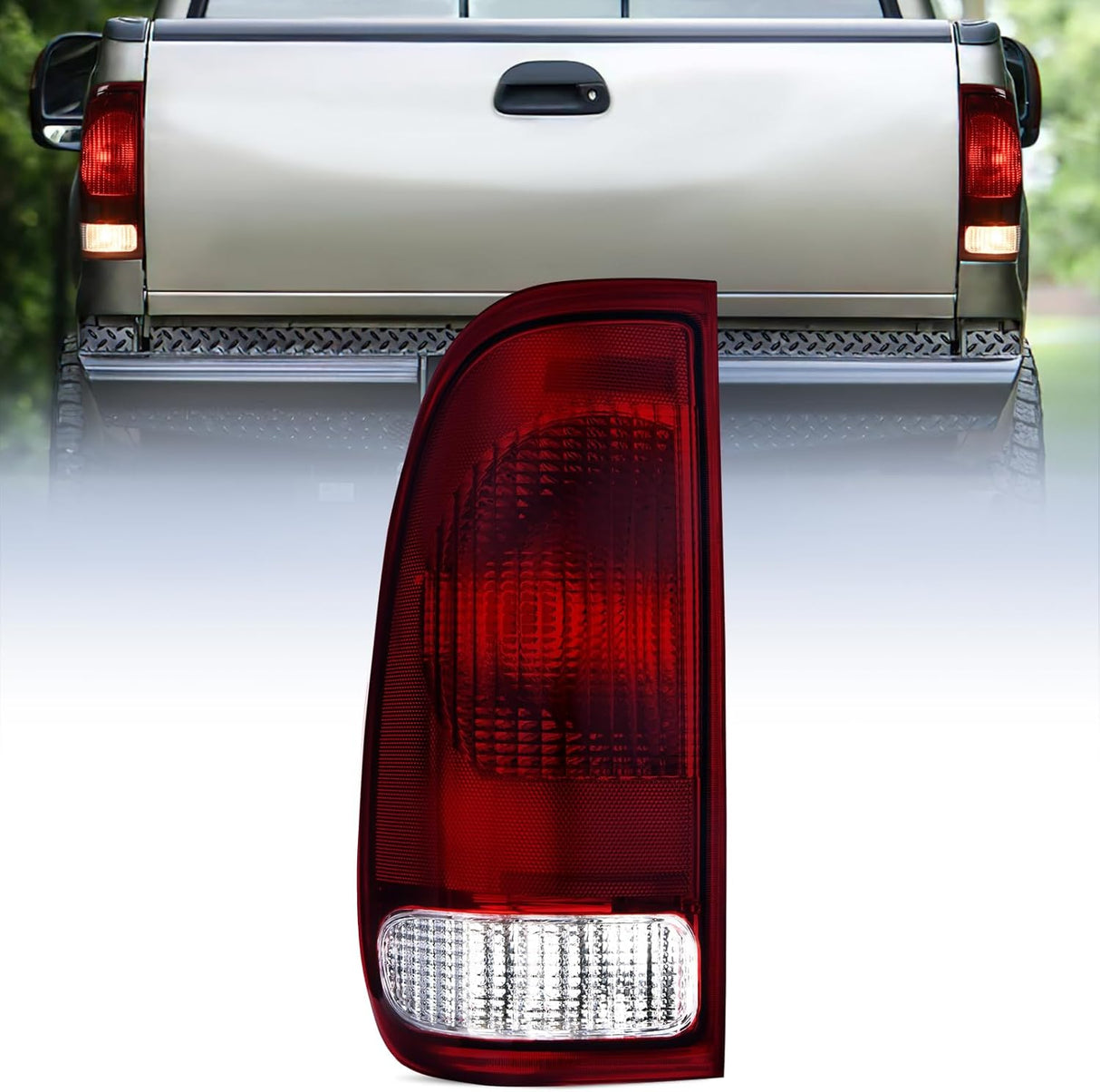 Taillight Assembly Compatible with Ford 1997 1998 1999 2000 2001 2002 2003 2004 2005 2006 2007 Ford F150 Styleside F250 F350 F450 F550 Super Duty Dark Red Rear Tail Light Lamp OE Style