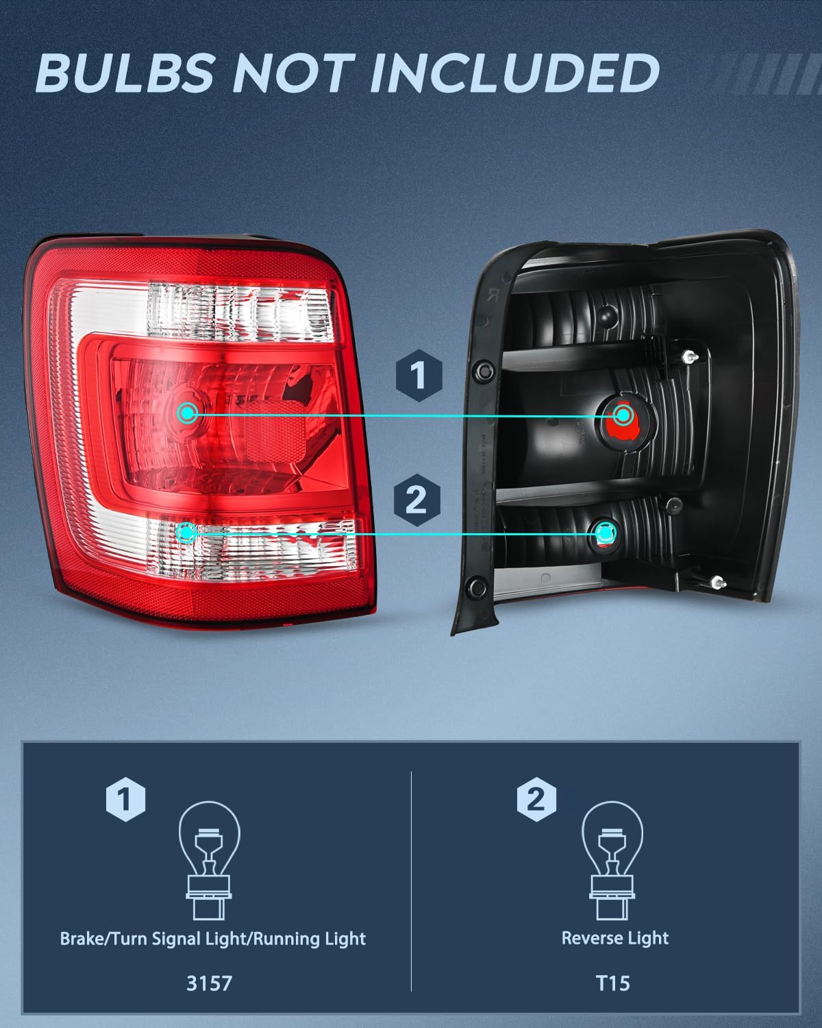 Taillight Assembly Compatible with 2008 2009 2010 2011 2012 Ford Escape Tail Lights Rear Lamp Replacement OE Style Driver Side