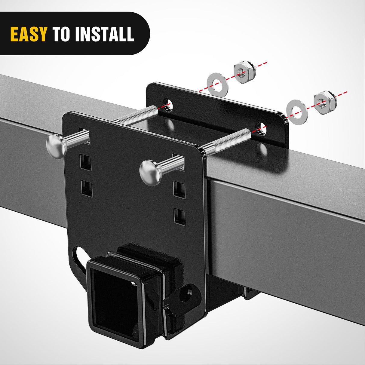 RV Bumper Hitch Receiver, Height Adjustable Trailer Hitch Adapter, 2 Inch Receiver for RV Bumper, Heavy Duty Steel RV Hitch for Cargo Carrier Bike Rack Trailer Towing Ball Mounts