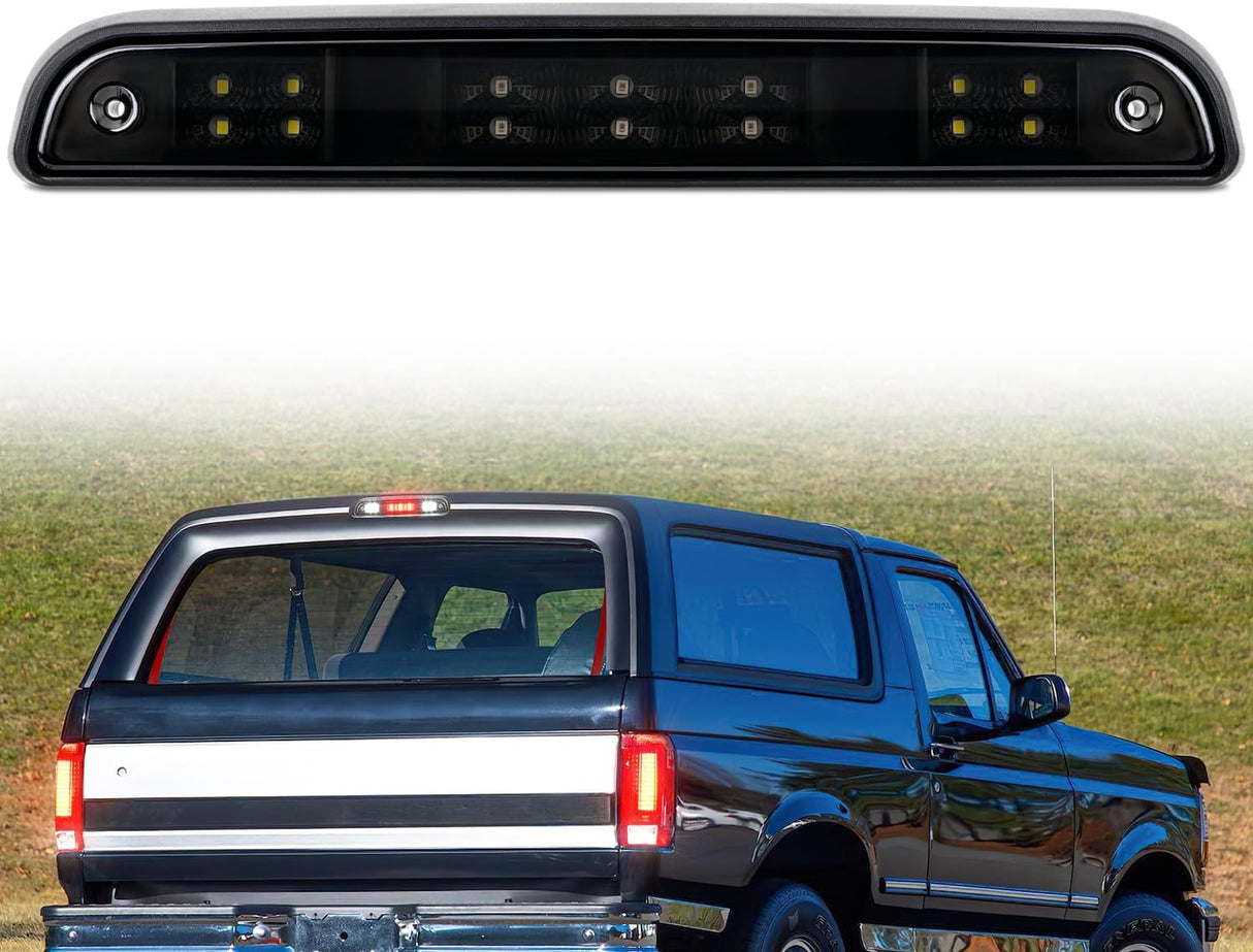 Third Brake Light Tail High Mount 3rd Stop Cargo Reverse Lights Smoked Lens Compatible with Ford F150 1994 1995 1996 F250 F350 Bronco 1992 1993 1994 1995 1996 1997 Pickup Truck Rear Cab Lamp