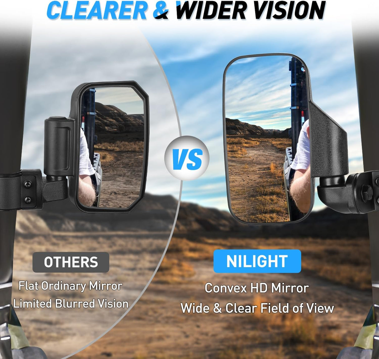 UTV Side Mirrors Fit For Profiled Tubes Nilight