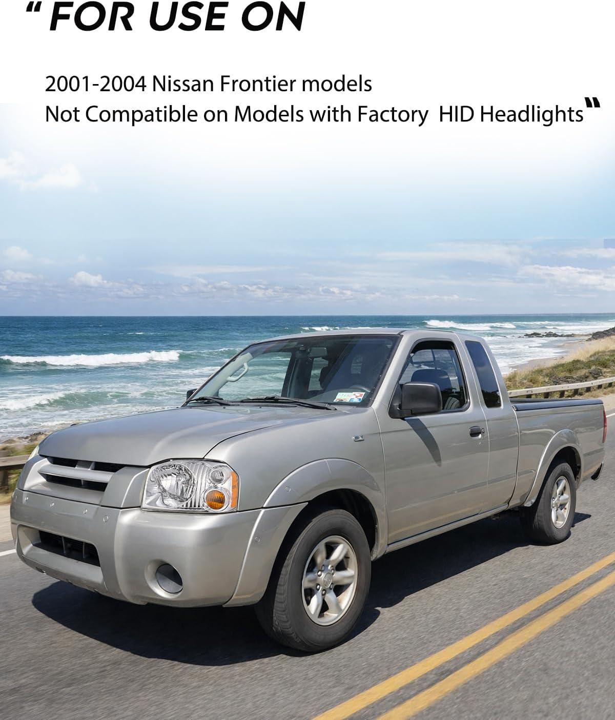 Headlight Assembly Compatible with 2001 2002 2003 2004 Nissan Frontier XE OE Style Replacement Halogen Headlights Chrome Housing Amber Reflector Headlamp Passenger and Driver
