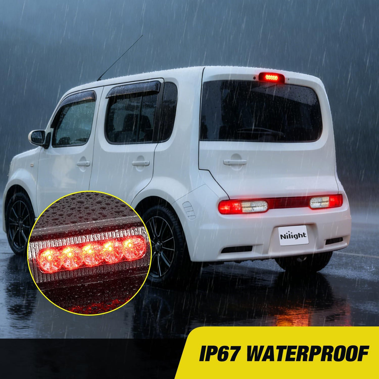 Third Brake Light for Nissan Cube 2009 2010 2011 2012 2013 2014 | for Nissan Cube 2009 2010 2011 2012 2013 2014, High Mount 3rd Stop Car Rear Center Cab LED Lamp Tail Replacement, Smoked Lens