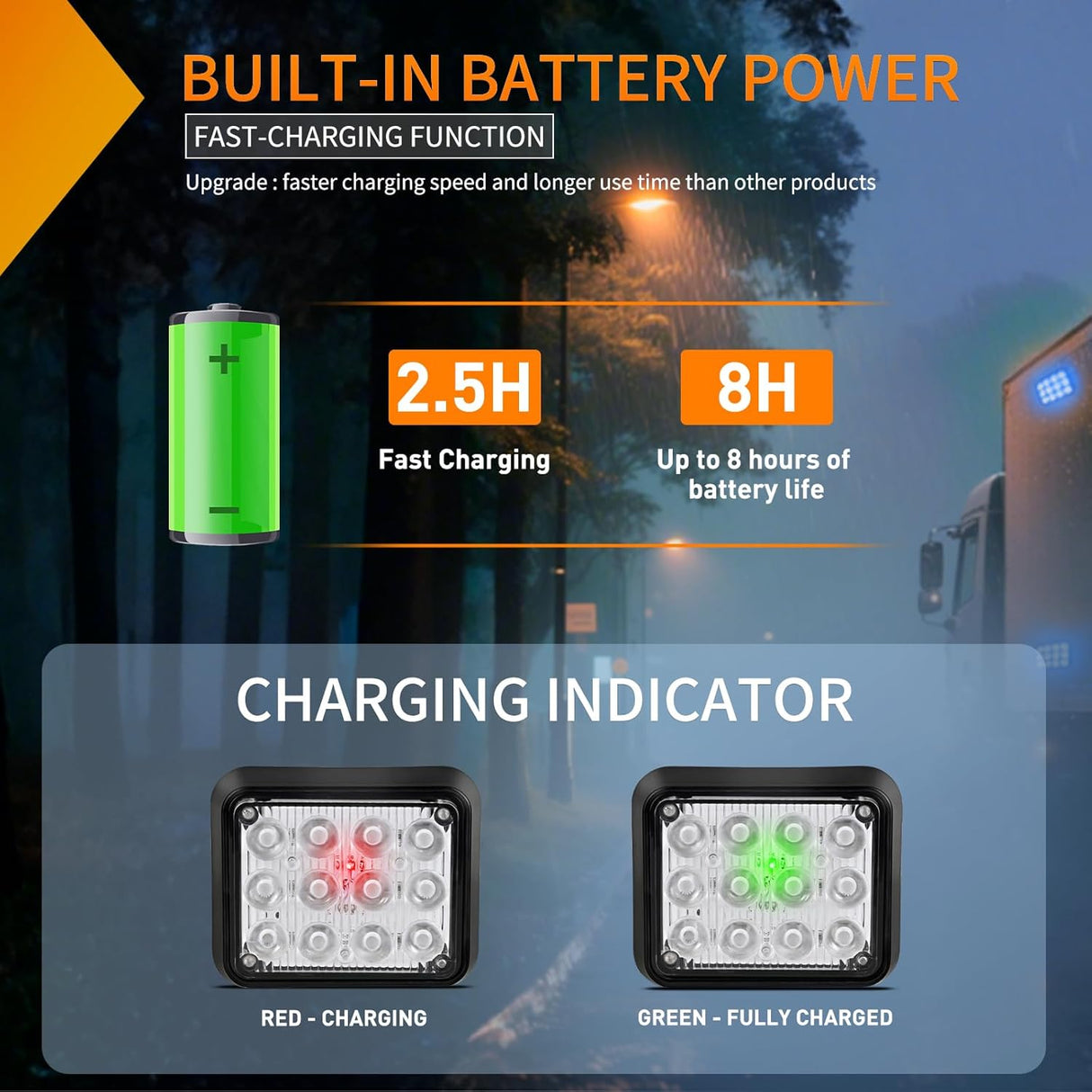 12LED Magnetic Wireless Trailer Lights 2PCS Rechargeable Portable Hazard Beacon Warning Light Blue Emergency Strobe Light for Trucks Trailers Vehicles Cars Bus Surface Mount