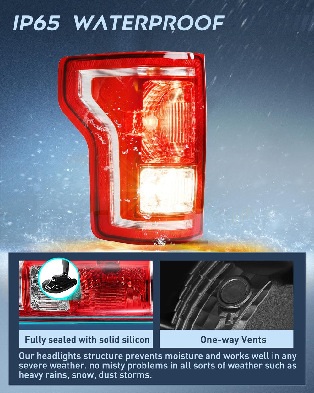 2015-2017 Ford F150 Taillight Assembly Rear Lamp Replacement OE Style Red Housing with Bulbs and Harness Driver Side Nilight