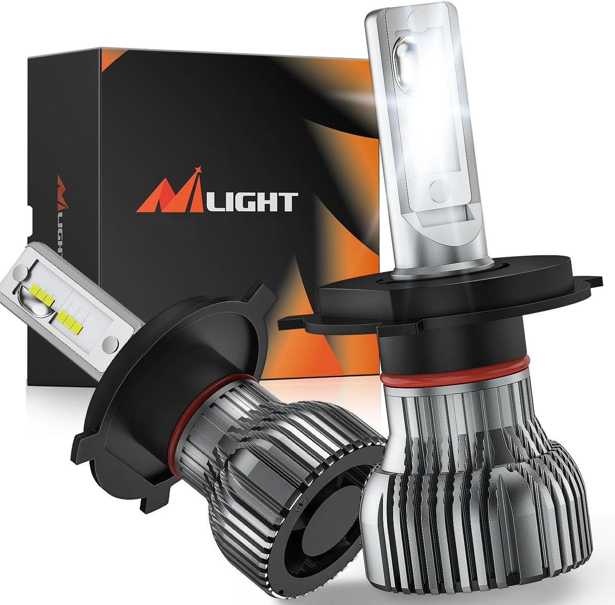 H4/9003/HB2 Bulbs, Halogen Replacement High Low Dual Bulbs, Compact Size, 6000K Cool White, 2-Pack