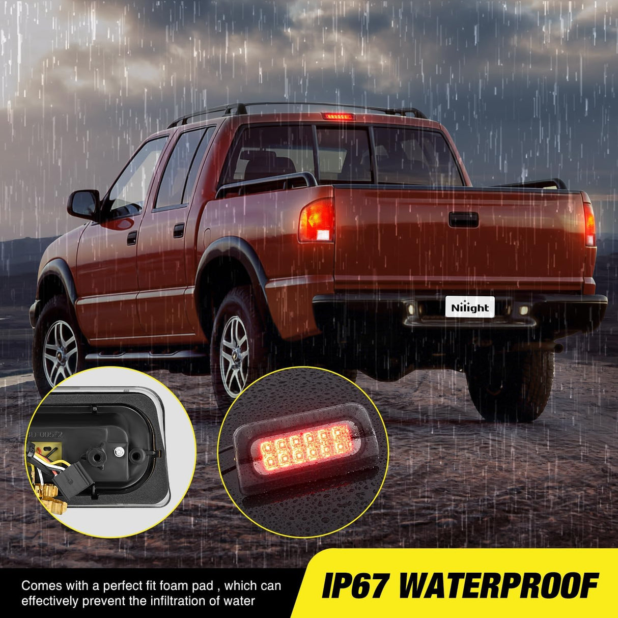 Third Brake Light for Chevy S10 GMC Sonoma 1994-2003, Smoked Lens | for Chevy S10 GMC Sonoma 1994-2003, Isuzu Hombre 1996-2000, High Mount 3rd Stop LED Lights Replacement