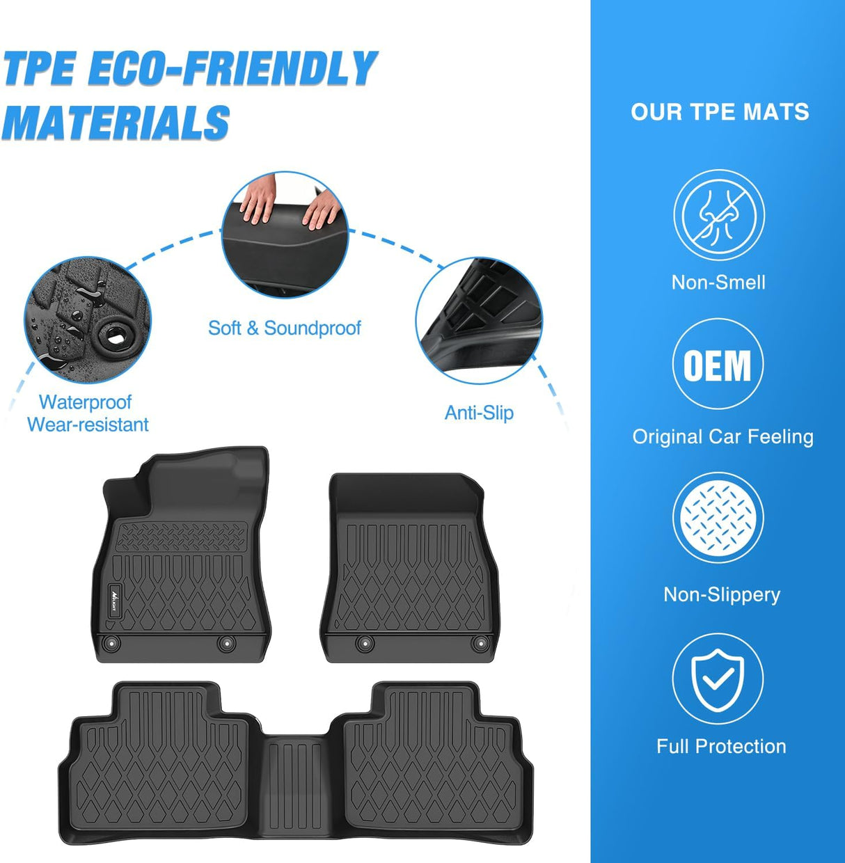 TPE Floor Mats for Nissan Sentra 2020 2021 2022 2023 2024 2025 2026, All Weather Custom Fit Heavy Duty Floor Liners