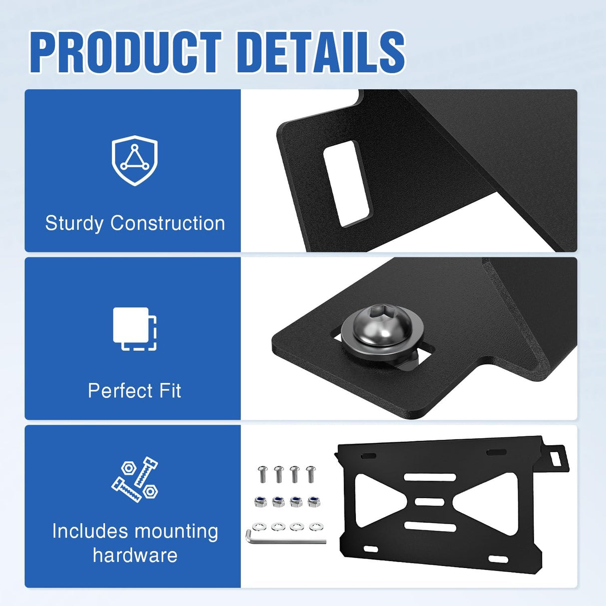 Front License Plate Bracket fit for Ford Bronco 2/4 Door 2021-2026 | for 2021-2025 2026 Steel License Plate Mounting Holder for Heavy-Duty Modular Bumper no Drilling Required Rattle-Free Black