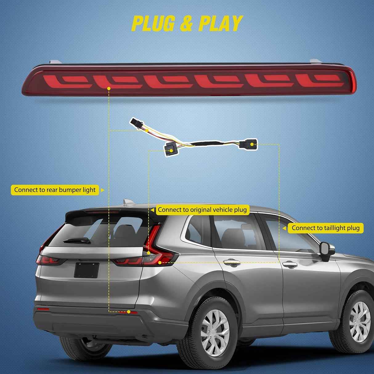 Red Lens Rear Bumper Tail Light for 2023-2024 Honda CR-V | LED Reflector Rear Bumper Lamps Brake Turn Signal Sequential Flashing Driving Taillights Replacement