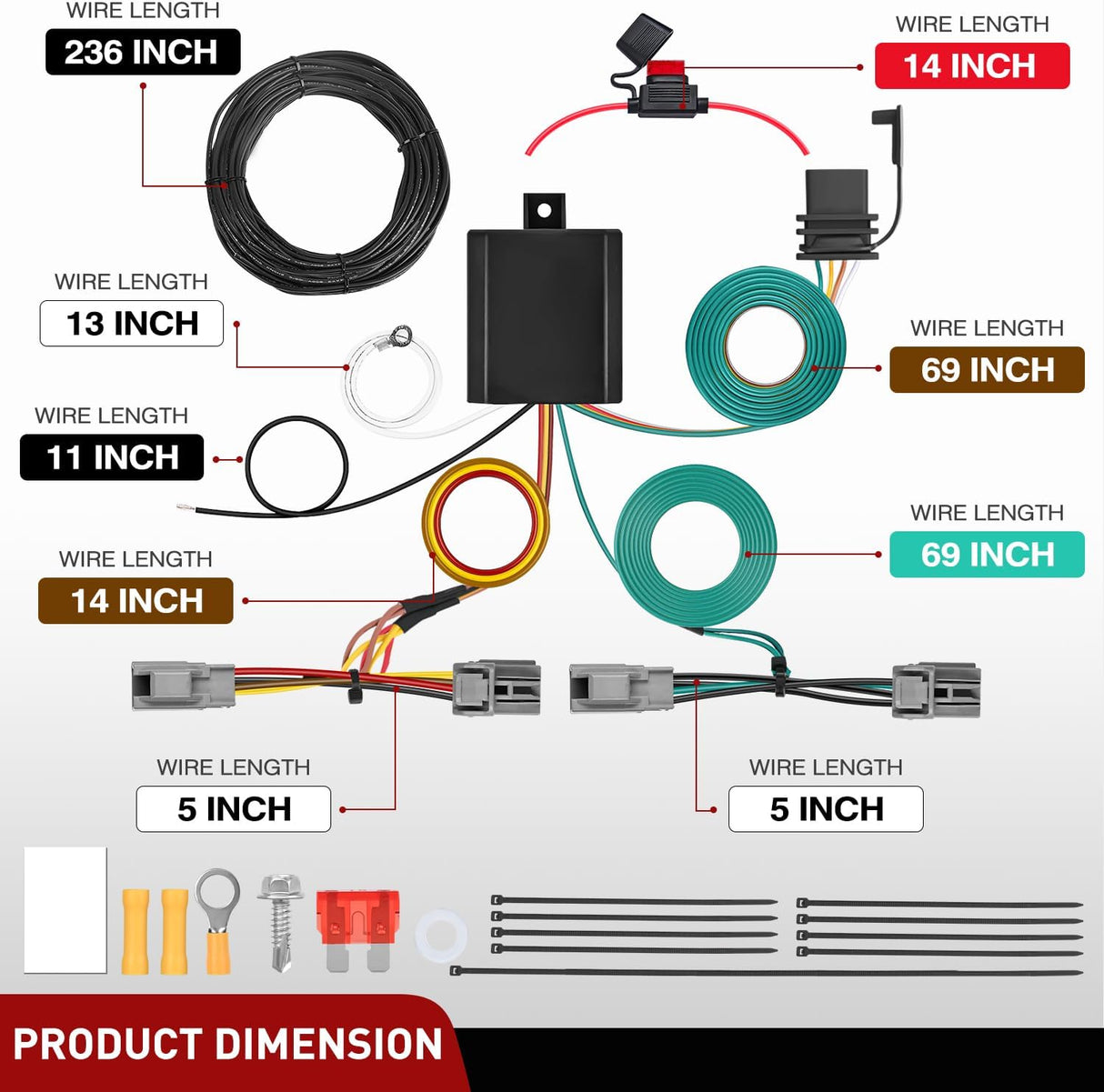 4 Pin Trailer Wiring Harness Kit 56093 Vehicle Standard 4 Way Connector Custom with 2020 2021 2022 2023 2024 Ford Explorer 2011 2012 2013 2014 15 16 17 18 2019 Taurus 13-16 Lincoln MKS