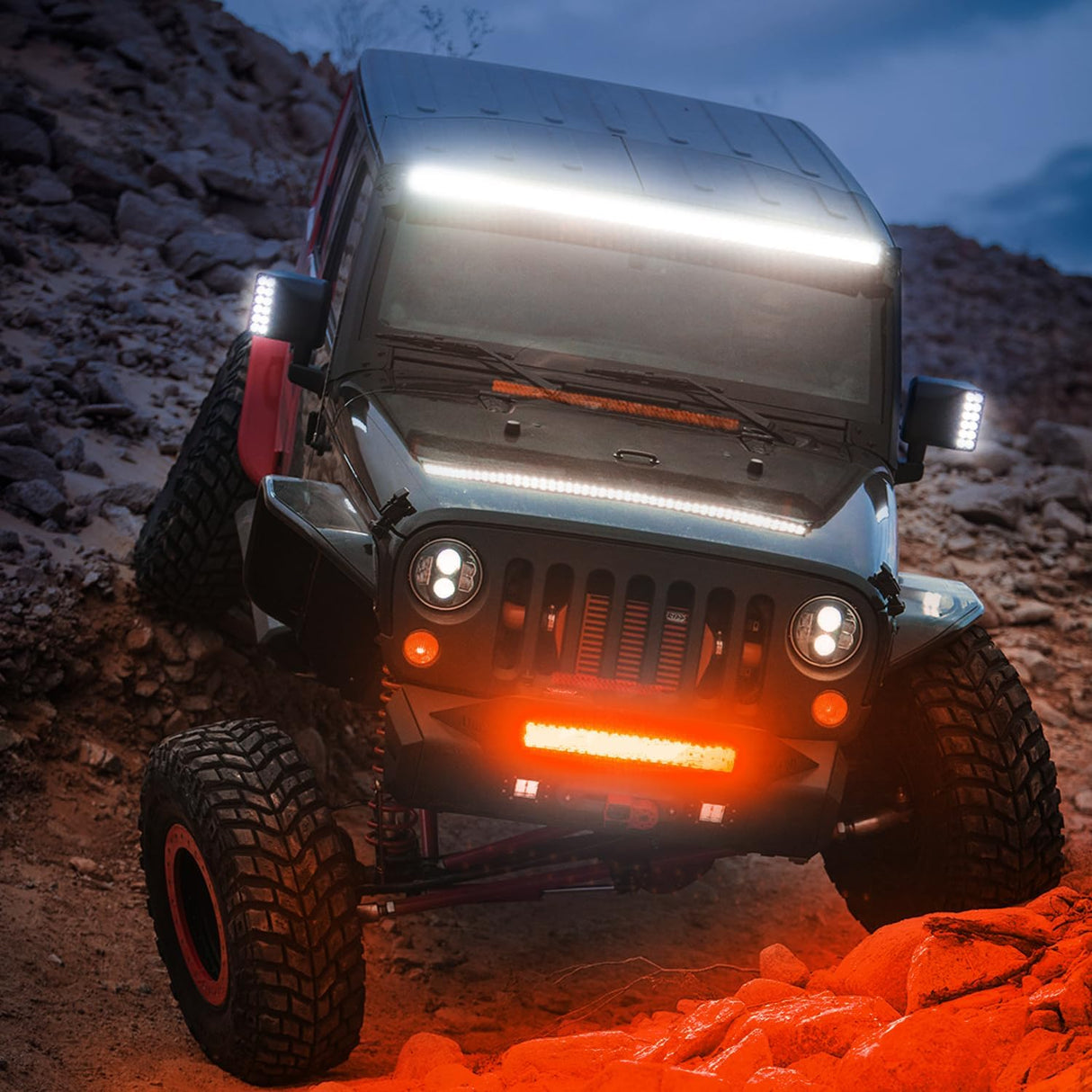 LED Light Bar 12 Inch 240W Red Pod Lights Triple Row Spot Flood Combo 30000LM Driving Boat Off Road Lighting for Trucks Pickup Golf Cart SUV ATV UTV 4x4 Van Camper Tractor