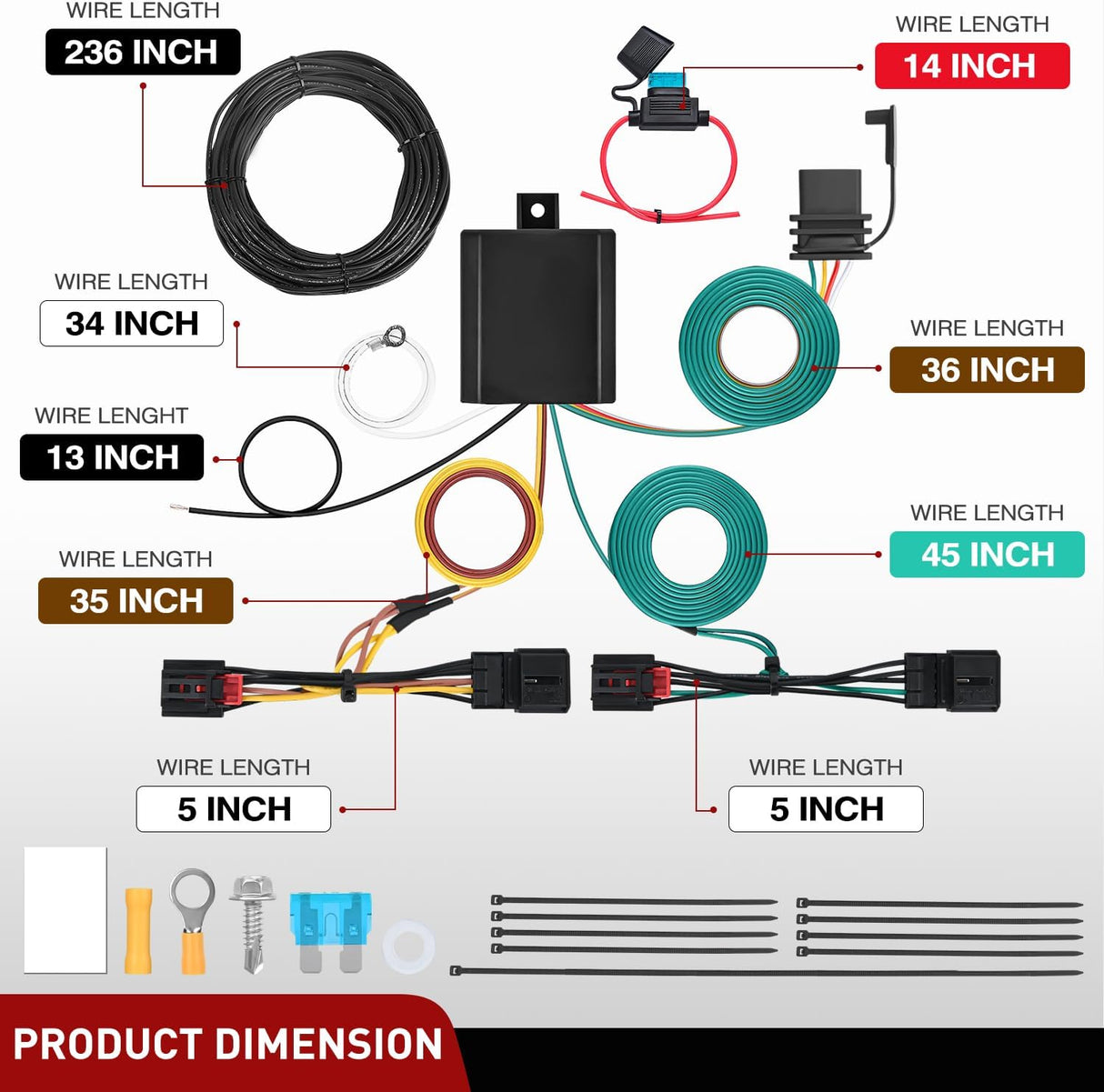 4 Pin Trailer Wiring Harness Kit 56403 Vehicle Standard 4 Way Connector Custom for 2018 2019 2020 2021 2023 2024 Volkswagen Tiguan Simple Fit Tow Hitch Accessories