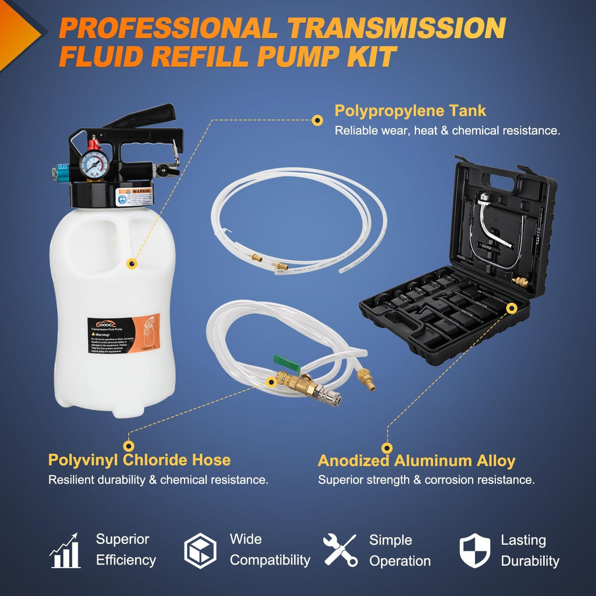 Transmission Fluid Pump Kit 10L Automotive Pneumatic Oil Fluid Extractor ATF Refill Dispenser Transfer Pump with 15 ATF Filler Adapters 2.6 Gal 2 Way Vacuum Fluid Evacuator Oil Change Tool Set