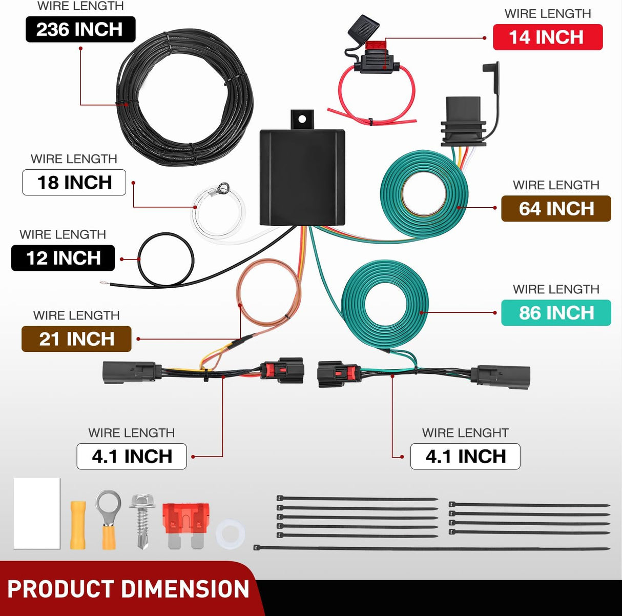 4 Pin Trailer Wiring Harness Kit 56120 Vehicle Connect Plug OEM | Compatible Custom for 2011 2012 2013 2014 Ford Edge Limited SE SEL Sport Simple Fit Tow Hitch Accessories