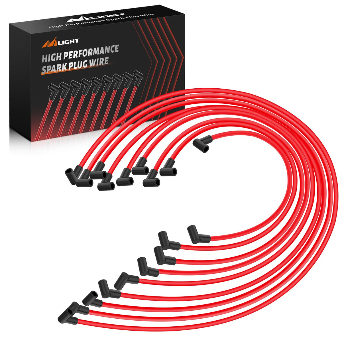 Spark Plug Wire 10.5 mm 90 Degree Boots High Performance Ignition Wire Compatible with Chevy SBC BBC 305 350 454 Electronic V8 Engine with HEI Distributor