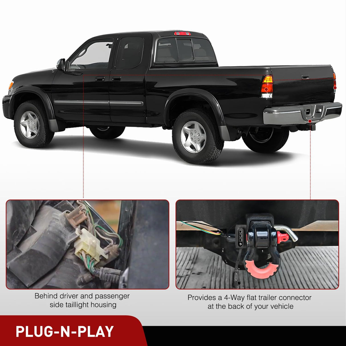 4 Pin Trailer Wiring Harness Kit 55379 Compatible with 1989 1990 1991 1992 1993 1994 1995 Pickup 2000 2001 2002 2003 2004 Tacoma Vehicle Standard 4 Way Hitch Harness