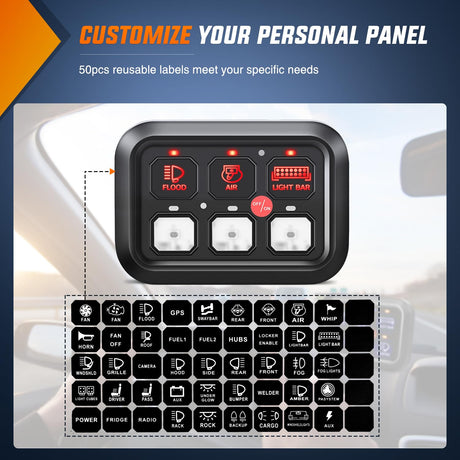 6Gang Multifunction Red Rocker Switch Panel System Nilight