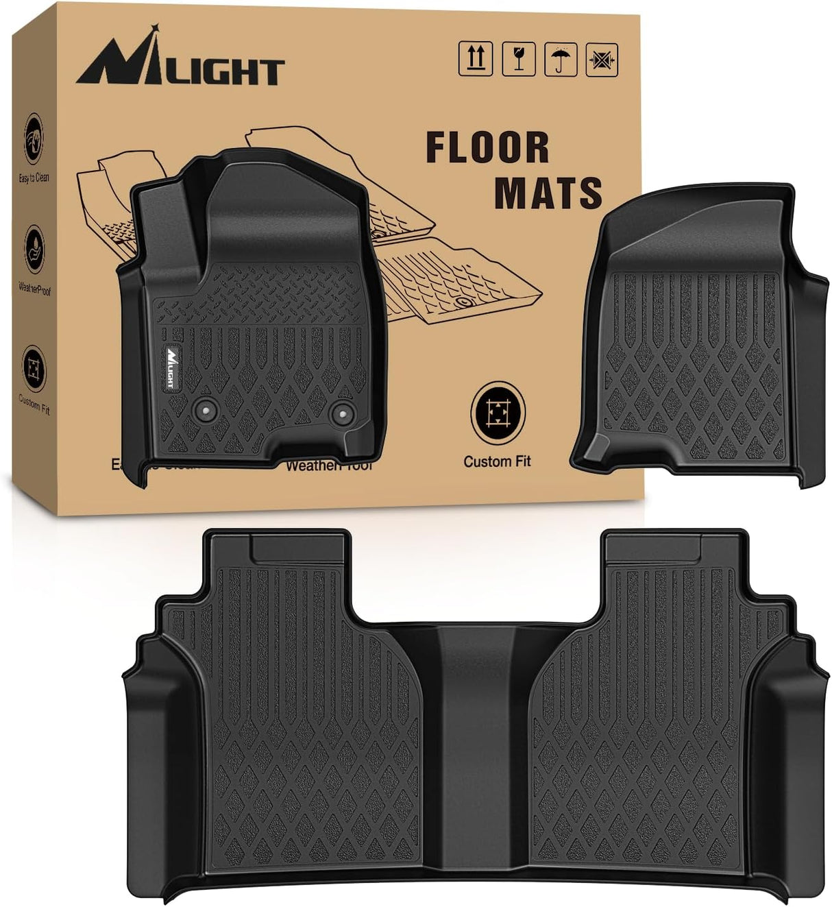Floor Mats for Chevy Silverado GMC Sierra 1500 2019-2025, Chevrolet Silverado GMC Sierra 2500HD 3500HD Crew Cab 2020 2021 2022 2023 2024 2025 All Weather Custom Fit Heavy Duty Floor Liners