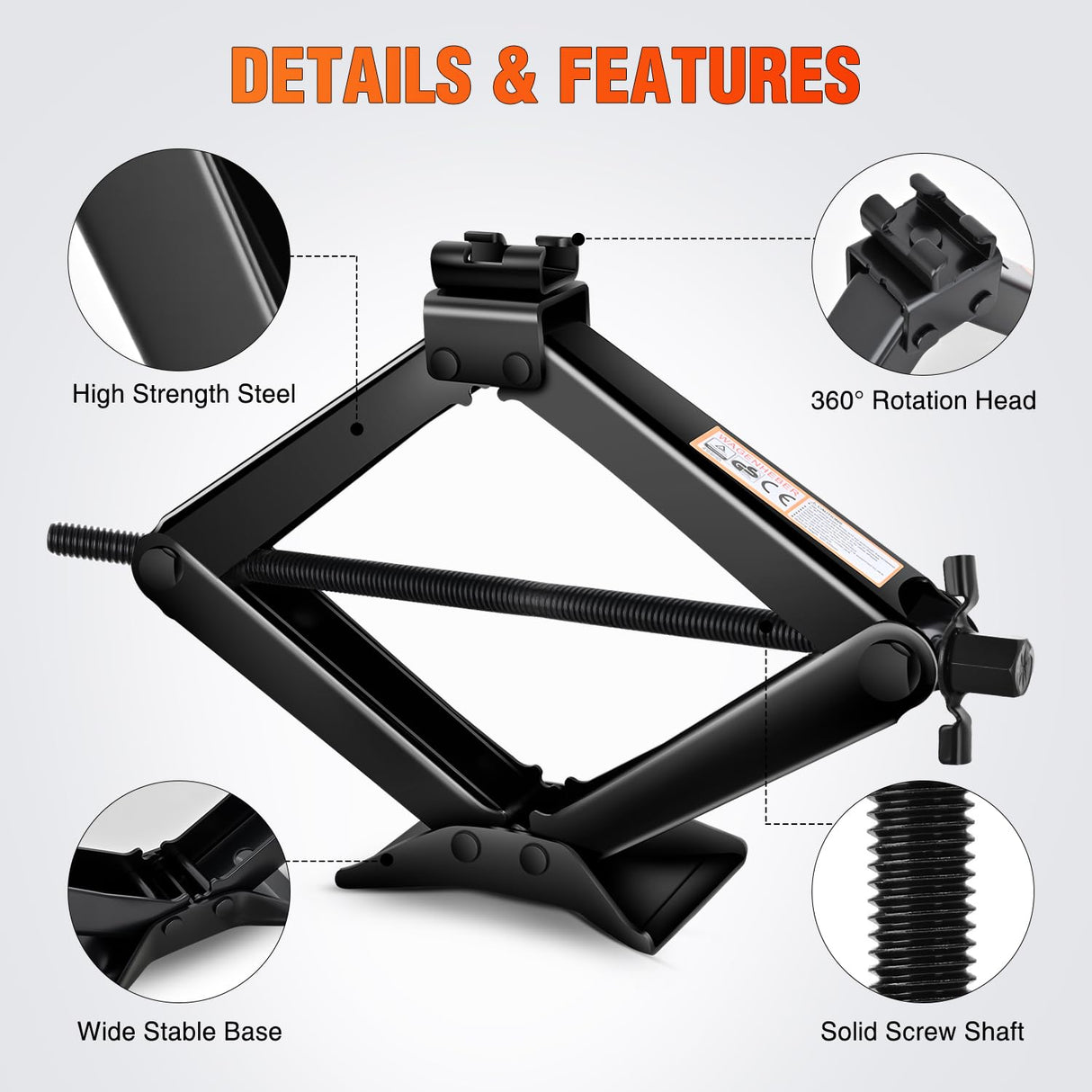 Scissor Jack Kit for Car 2 Ton(4409 lbs), Heavy Duty Portable Steel Scissor Lift Jack Car Tire Changing Kit with Ratchet & Lug Wrench for Sedan SUV MPV, 3.9 Inch-15.7 Inch Lifting Range, Black