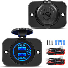 2Pcs 5V 4.8A Dual USB Output Car Charger with LED Voltmeter