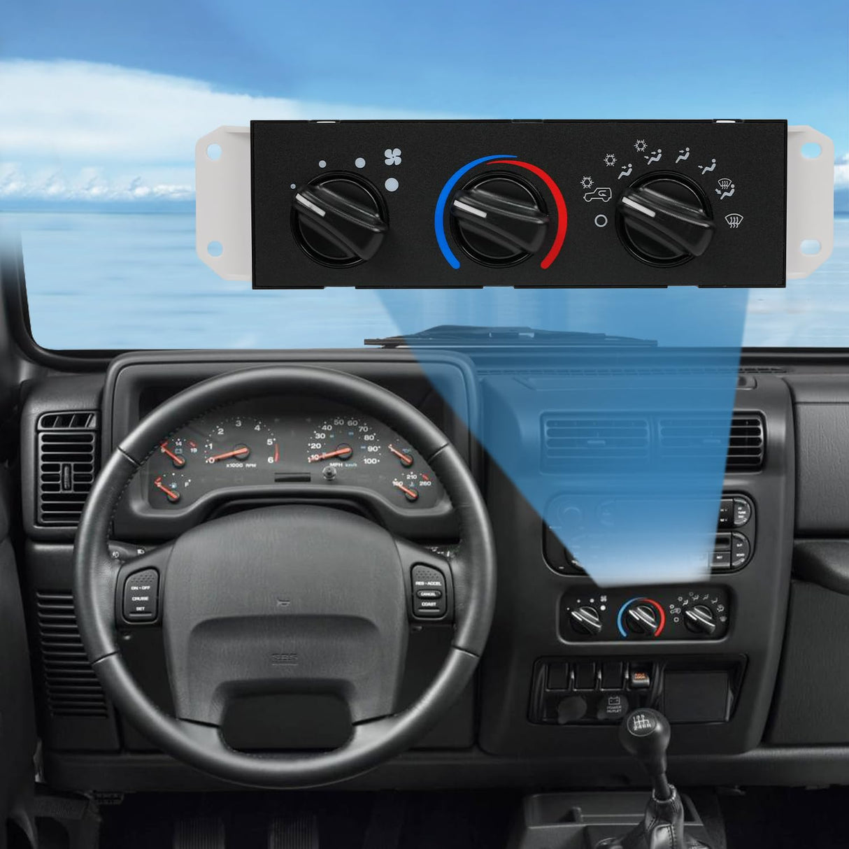 A/C Heater Climate Control Module Switch Panel Compatible with 1999 2000 2001 2002 2003 2004 Jeep Wrangler TJ Right Hand Driver Truck Replacement Air Conditioning Panel