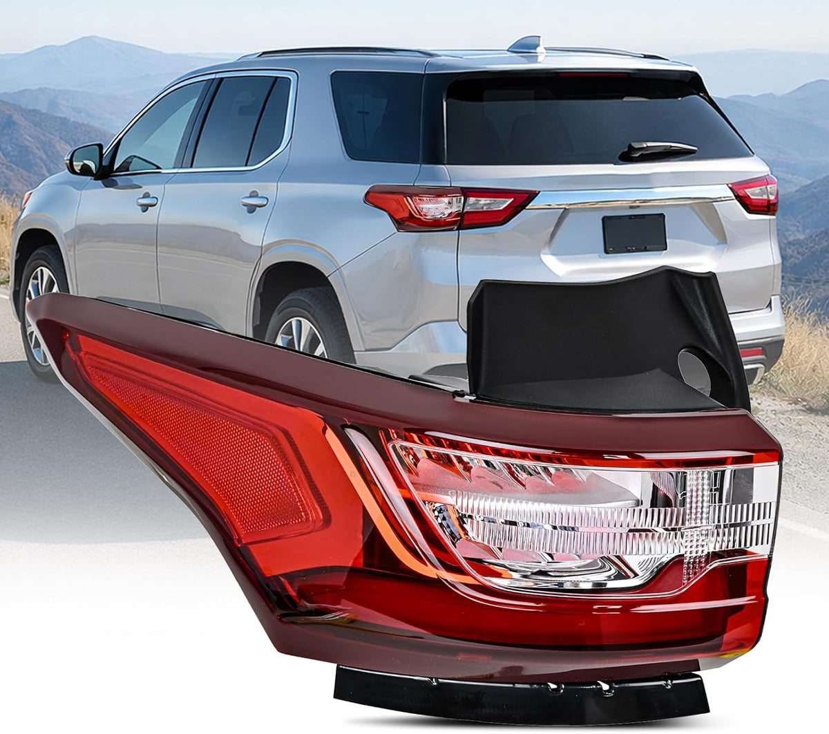 Taillight Assembly Compatible with 2018 2019 2020 2021 Chevy Traverse LED Outer Tail Light OE Style Rear Outer Lamp Replacement Driver Side