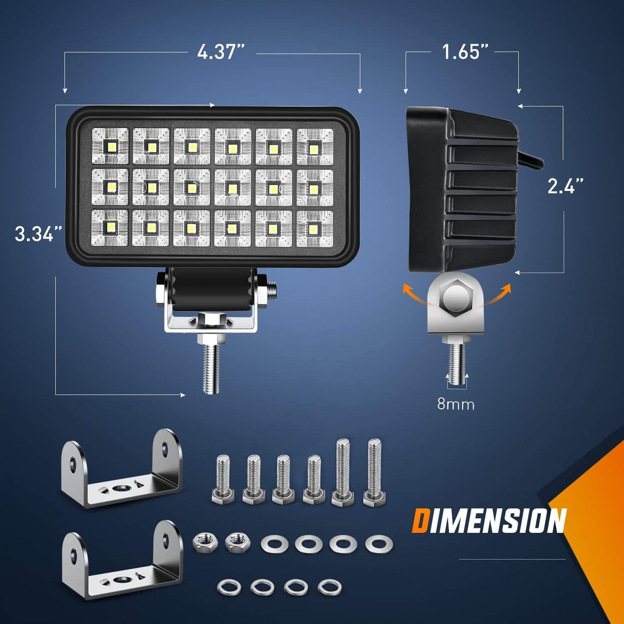 4.4 Inch 36W Square Flood Toggle Switch LED Work Lights (Pair) Nilight