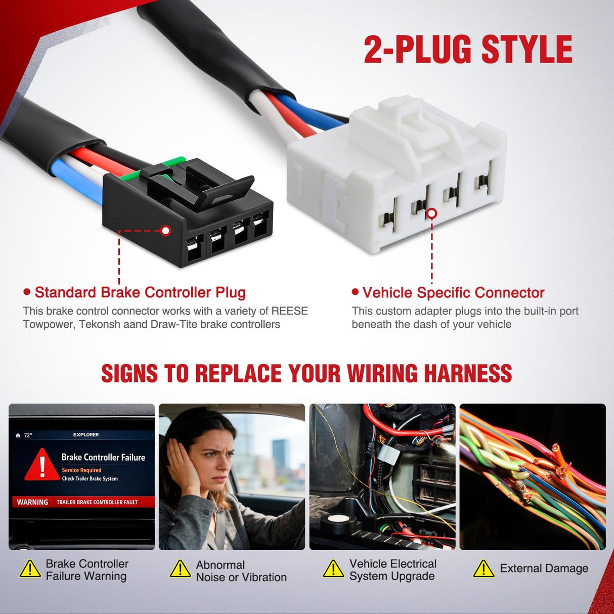 Wiring Harness Kit Brake Controller Wiring Harness Adapter for Dodge Ram 1995-2009 Dakota 1997-2011 Durango 1998-2009 Factory Towing Package Required Towing Hitch Trailer RV