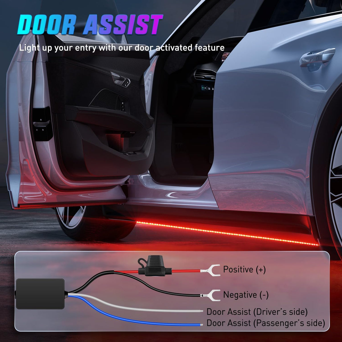 4PCS Aluminum RGBW LED Underglow Strip Lights with APP & Remote | 396 LEDs Door Assist Multi Color DIY Sound Active Function Music Mode Underbody Light Strips for Car Truck RV