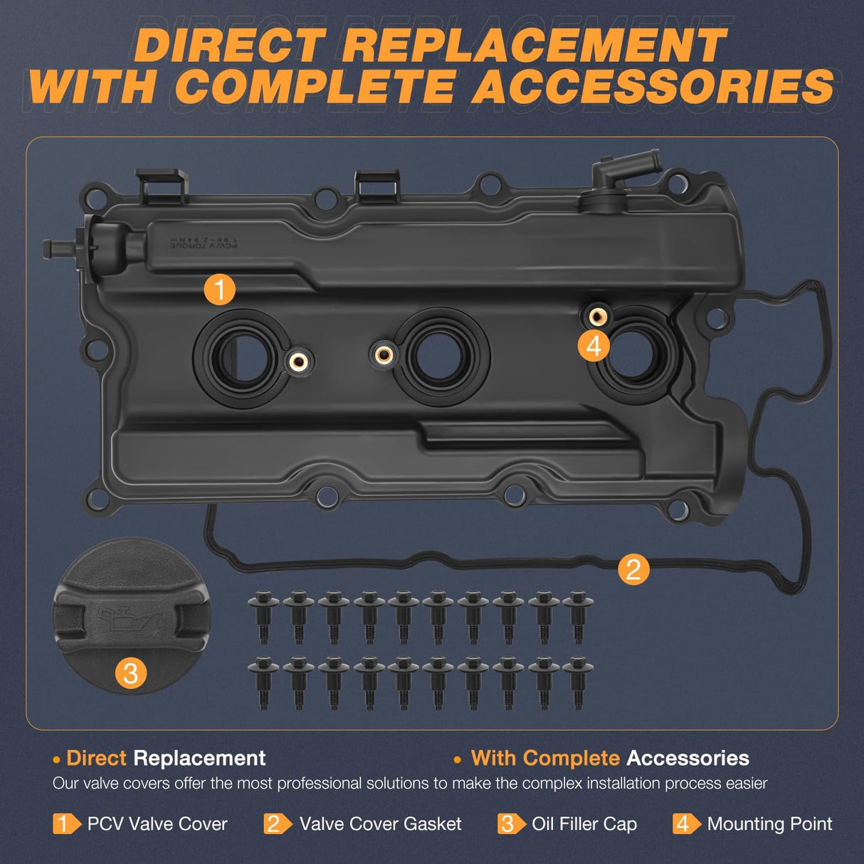 Pair Engine Valve Cover for Nissan Frontier 2005-2019, NV1500 NV2500 NV3500 2012 2013 2014 2015 2016 2017 2018 2019, Pathfinder 2005 2006 2007 2008 2009 2010 2011 2012, Xterra 2005-2015