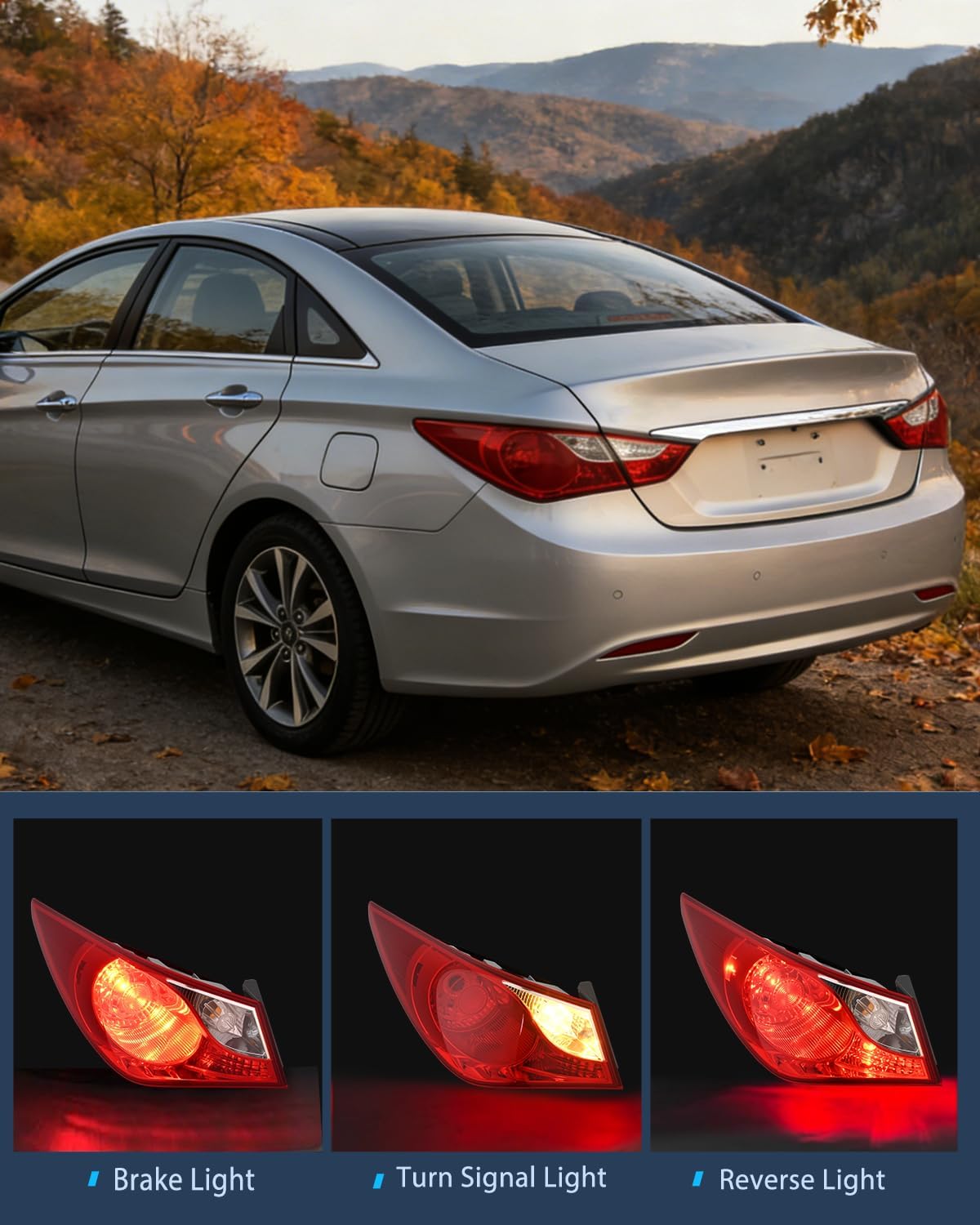 Taillight Assembly Compatible with 2011 2012 2013 2014 Hyundai Sonata Sedan 4-Door Outer Tail Light OE Style Rear Lamp Replacement Driver Side