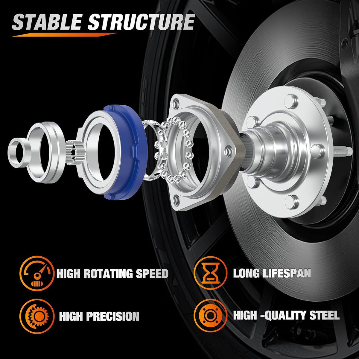 Wheel Bearings and Hub Assembly for Buick Century 1997-2005 W/ABS | For 1997-2004 Buick Regal, 1997-1999 Buick Riviera, 1997-2004 Cadillac Seville, 1997-2002 Cadillac Eldorado-2Pack