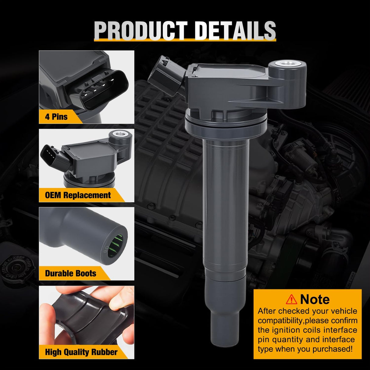 Ignition Coil Pack UF267 Fit for Toyota Sienna Camry Highlander Avalon Lexus RX300 ES300 RX400h 1999 2000 2001 2002 2003 2004 2005 2006 2007 2008 3.0L 3.3L V6 OE# C1175 Ignition Coils Set of 6
