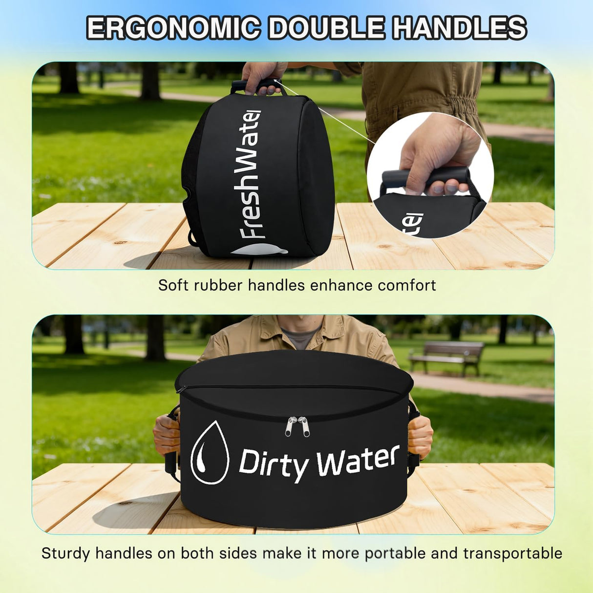 1 Pack RV Sewer Hose Storage Bag, Waterproof Black Bag with Dual Zipper Closure Handle Straps RV Storage & Organization for Sewer Fresh Water Hoses Electrical Cords Camper Tools Accessories