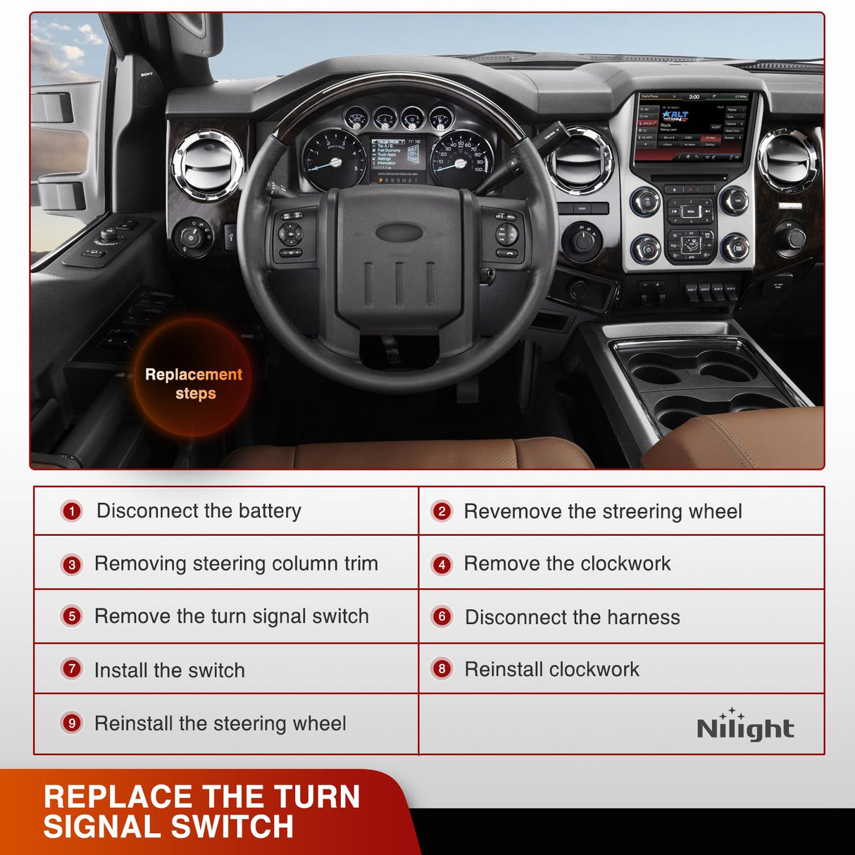 Turn Signal Switch Compatible with 2008 2009 2010 Ford F250 Super Duty F350 Super Duty F450 Super Duty F550 Super Duty 2009 Ford F350 Windshield Wiper Combination Switches