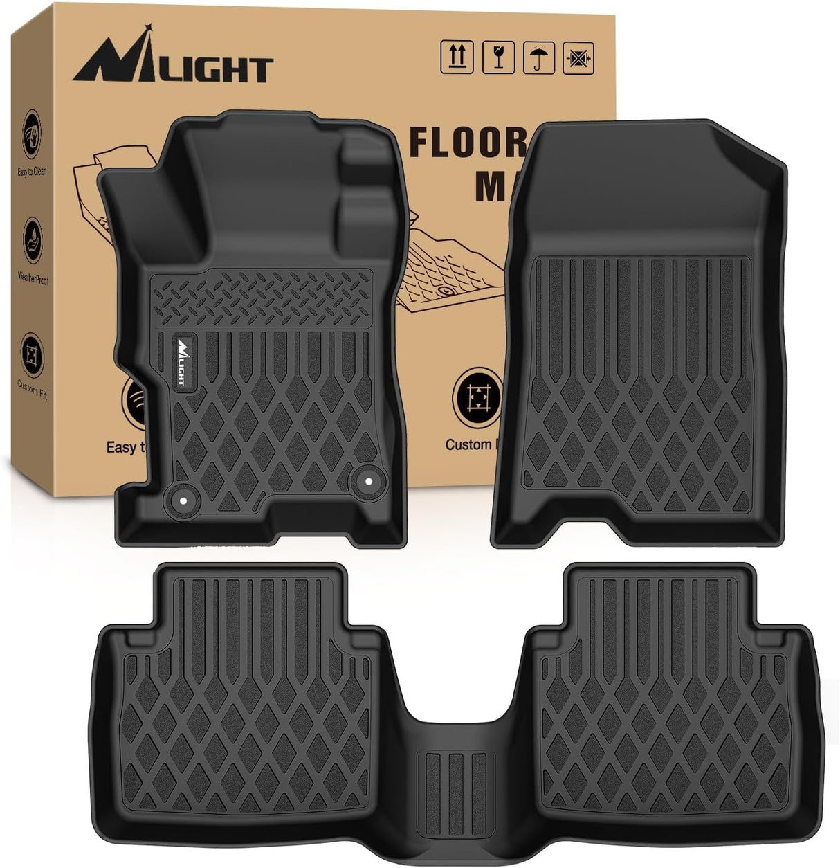 TPE Floor Mats for Honda Accord 2008 2009 2010 2011 2012 All Weather Custom Fit Heavy Duty Floor Liners