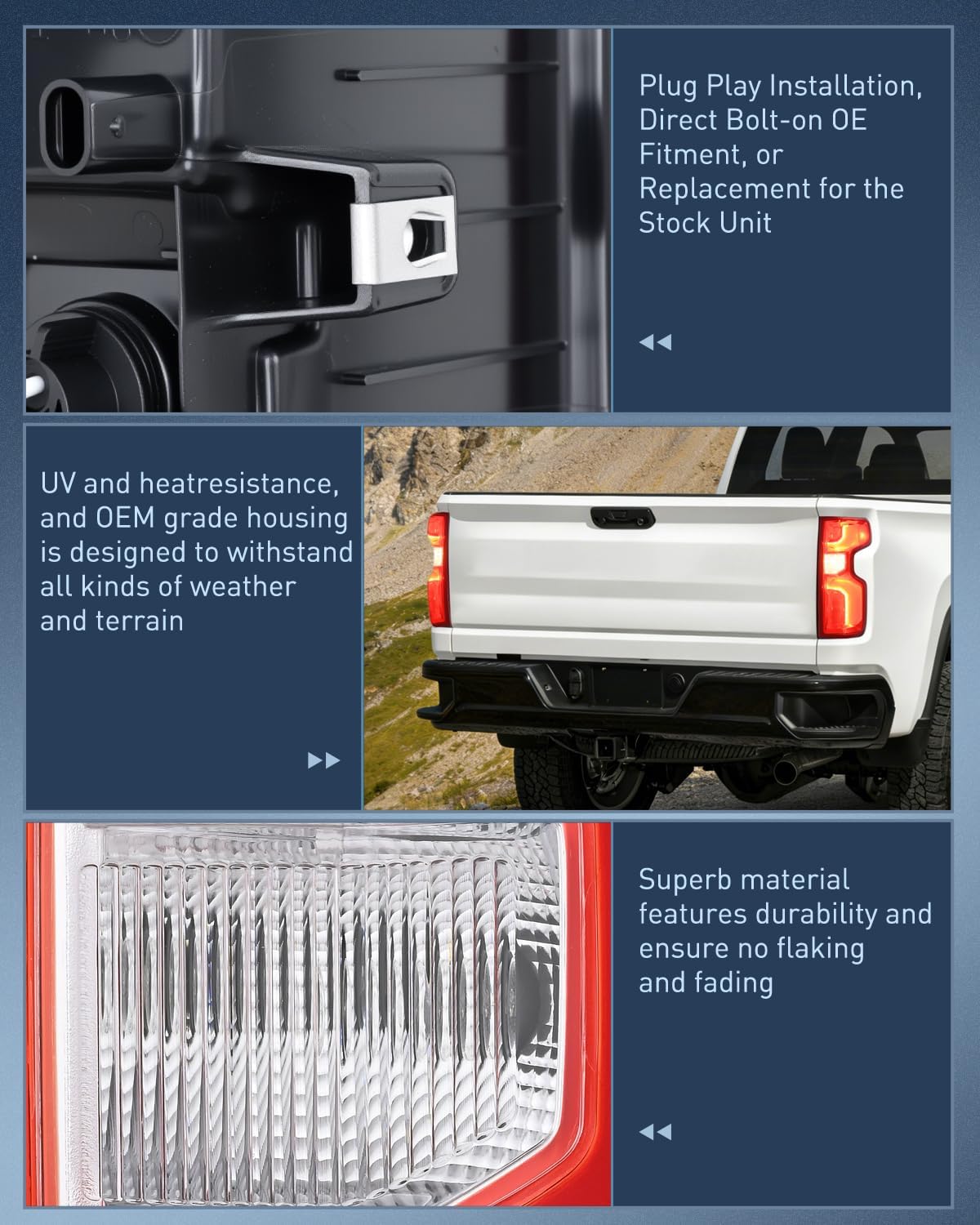 Taillight Assembly for 2019 2020 2021 2022 2023 Chevy Silverado1500 | 2020 2021 2022 2023 Silverado 2500HD 3500HD LED Tail Light Rear Lamp Replacement Passenger Side