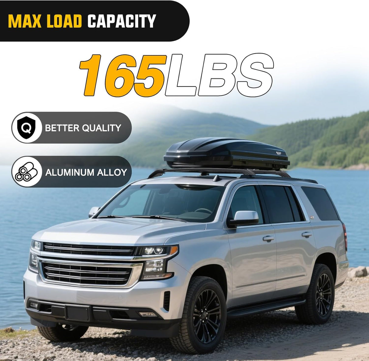 Roof Rack Cross Bars Fit for Chevrolet Chevy Tahoe Suburban GMC Yukon Cadillac Escalade 2015-2021, Adjustable Aluminum Less Wind Noise Car Crossbars for Cargo Carrier Luggage Box Kayak Tent