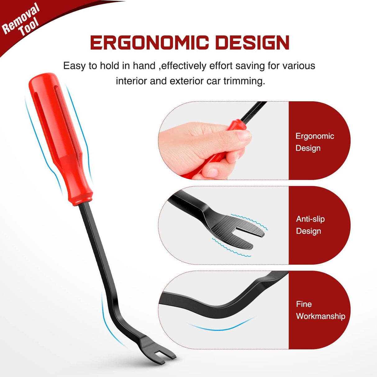 8 Pcs Auto Trim Removal Tool Set Red Nilight