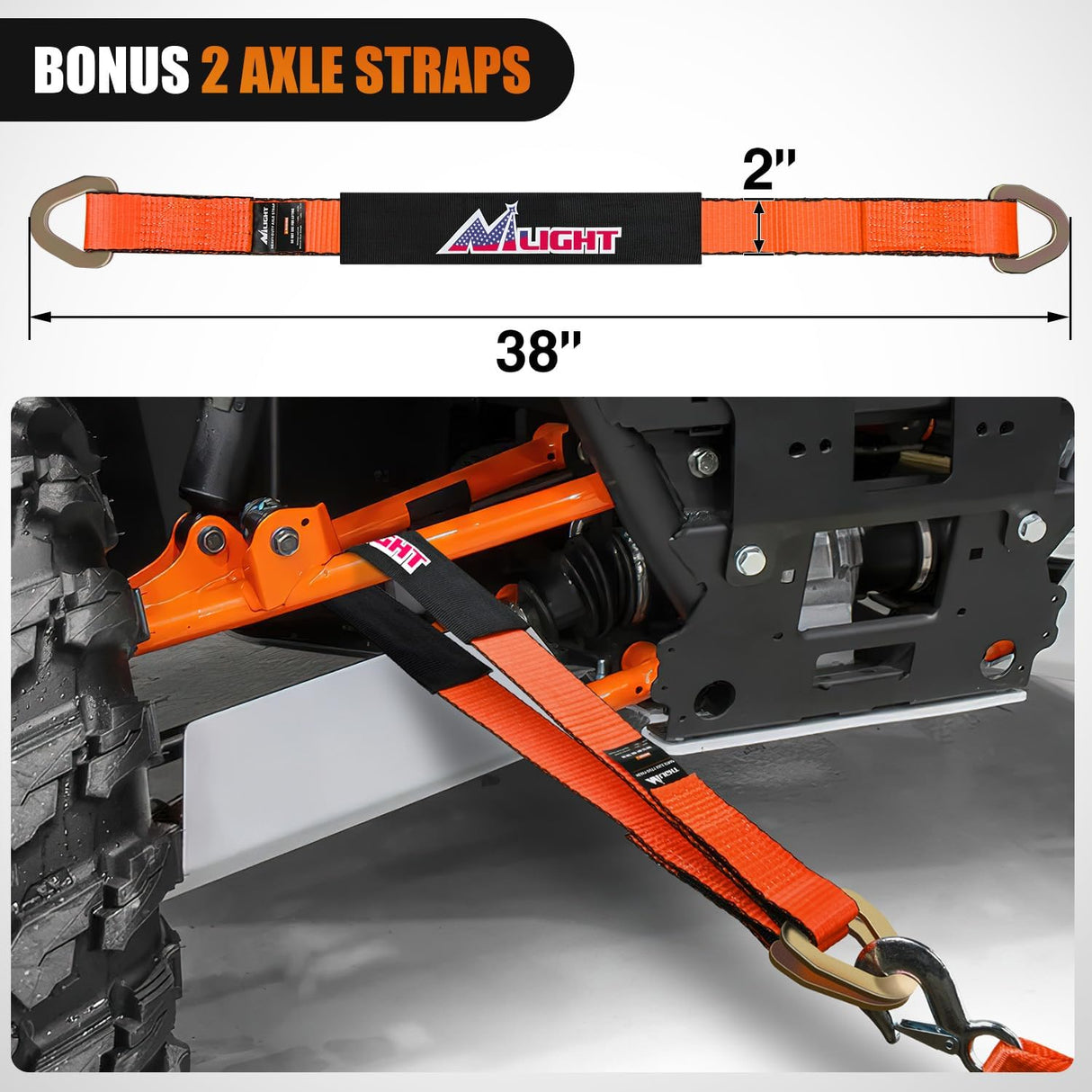 2Pcs Tow Dolly Basket Straps with Flat Hook for 14 Inch-19 Inch Tires Car Heavy Duty Wheel 11128LBS Break Strength with 2 Axle for Trailer
