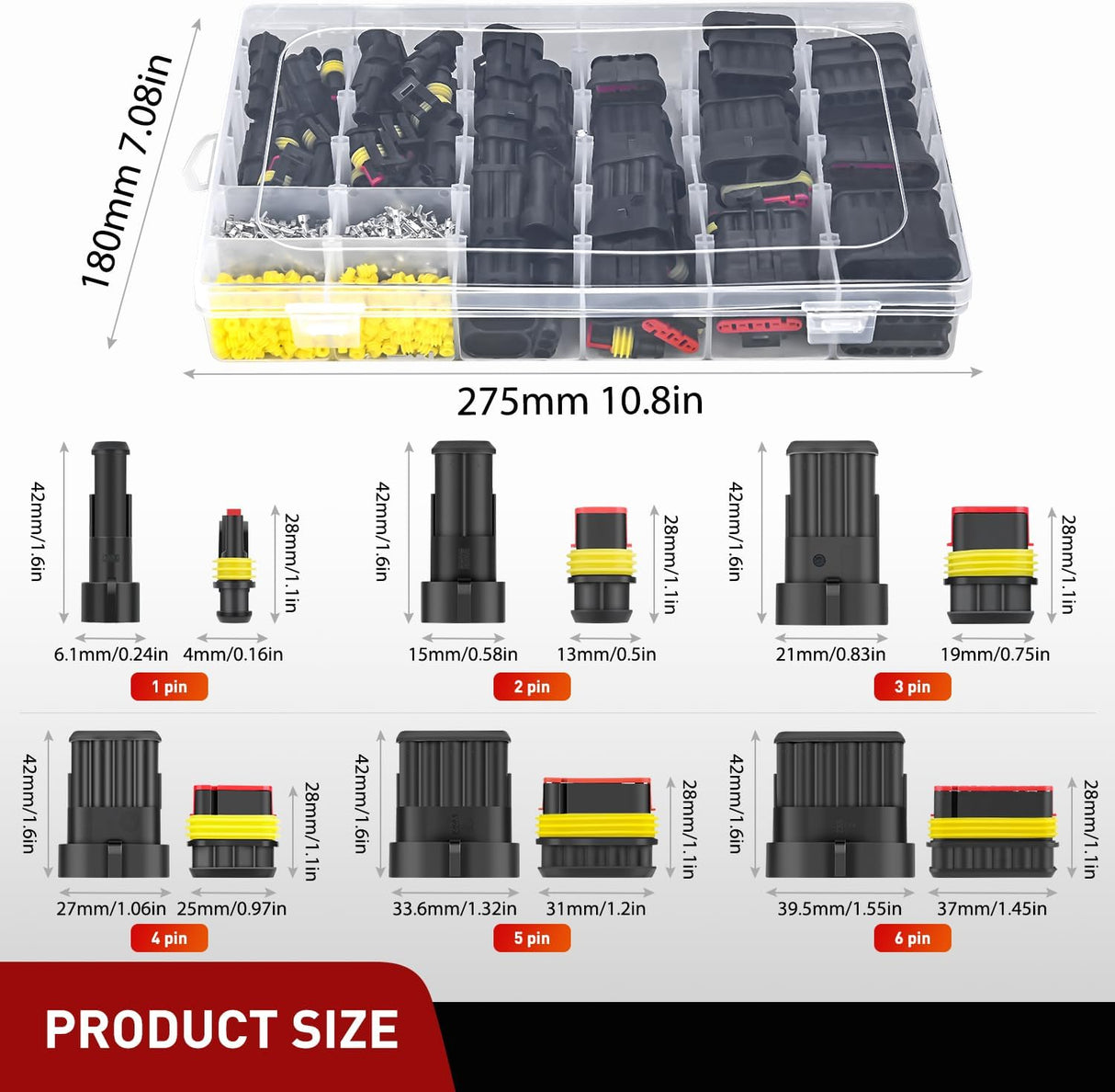 622PCS 1 2 3 4 5 6 Pin Electrical Connector Plug Male Female Terminal Wire Connector Nilight