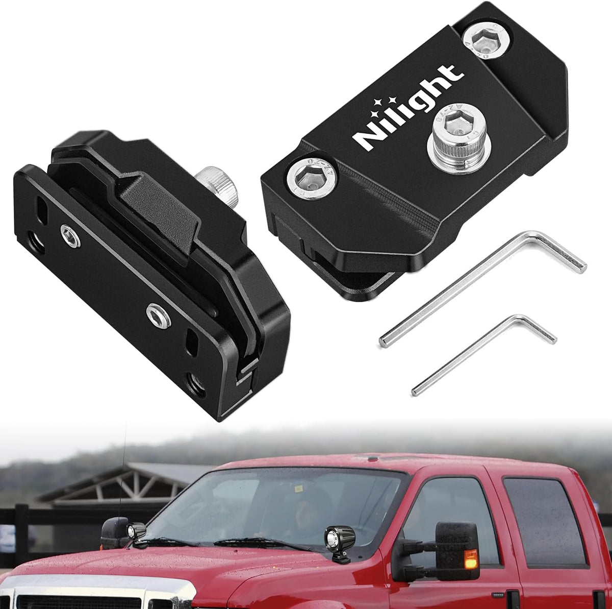 LED Light Bar Mounting Bracket 2PCS Universal Adjustable Pillar Hood Work Lamp Mount Clamp Holder for Off-Road Truck SUV, Black