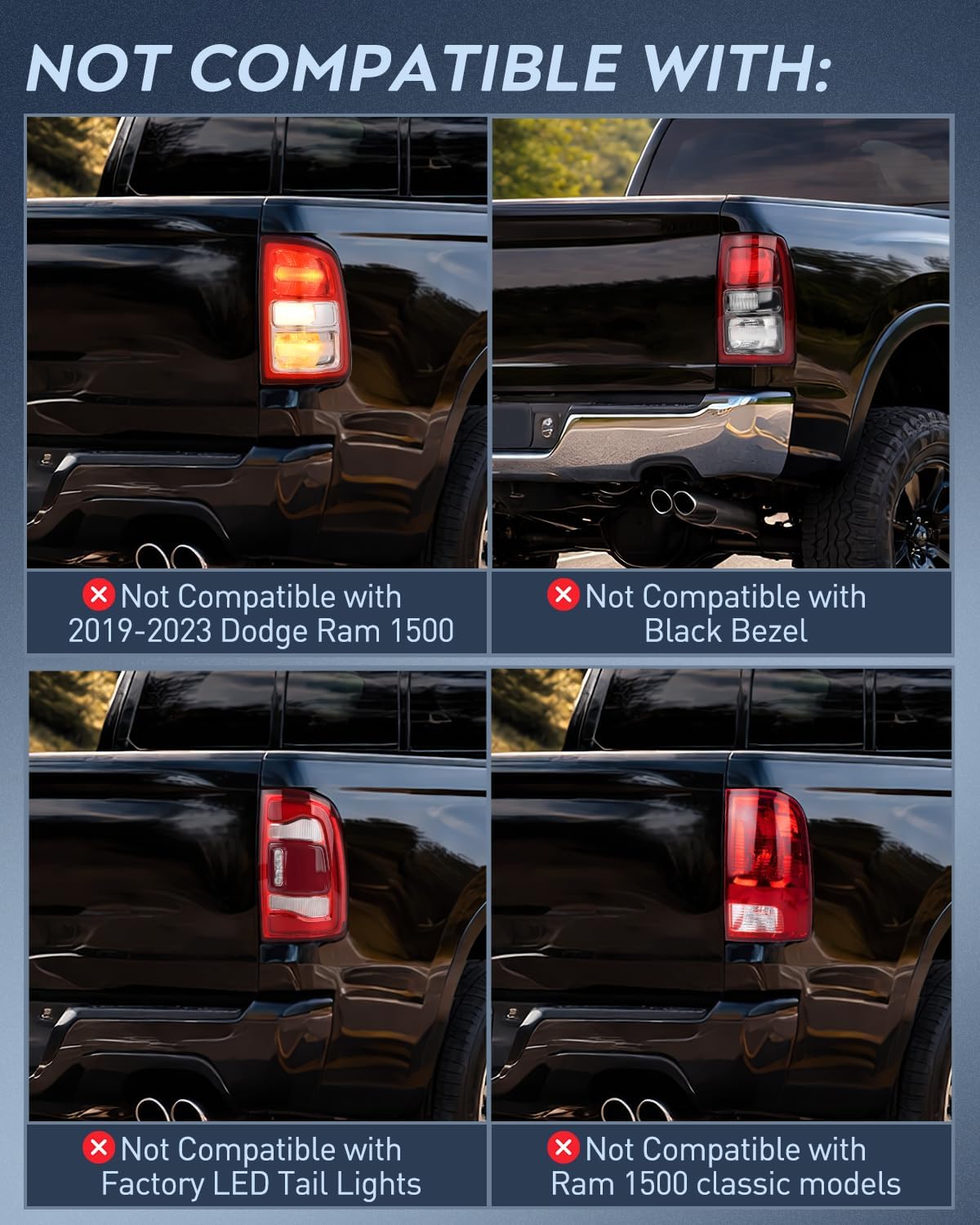 Taillight Assembly for 2019 2020 2021 2022 2023 Dodge Ram 2500 | 2019-2023 Dodge Ram 3500 Red Bezel Tail Light OE Style Rear Lamp Replacement Passenger Side