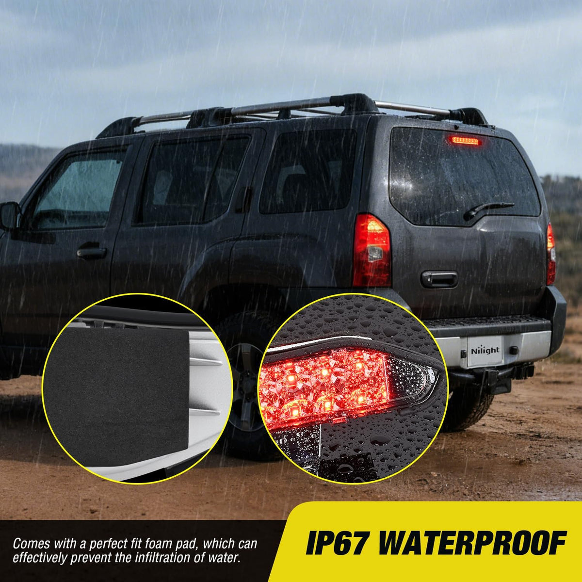 Third Brake Light for Nissan Xterra 2000 2001 2002 2003 2004 | for Nissan Xterra 2000 2001 2002 2003 2004, High Mount 3rd Stop Van SUV Rear Center Cab LED Lamp Replacement, Smoked Lens